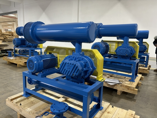 DN200 30-132 kw 10-80 kpa Φυσητήρας Ροής Roots με Ροτορικούς Λοβούς Αερόψυξη Μπλε Χρώμα
